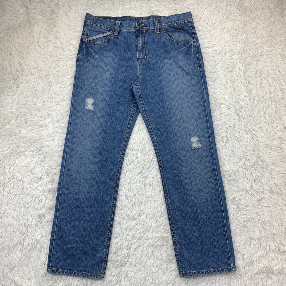 Vintage Hurley Jeans 36x30 Blue Y2K Straight Distressed Skate Punk Denim Tag‎ 34